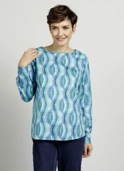 Blusen & Tuniken>Schlupfbluse mit harmonischem Farbspiel BLAU-TÜRKIS