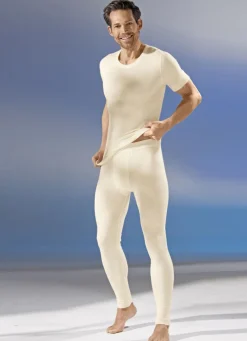 Wäsche|Herrenwäsche>Schlupfjacke, kurzarm, mit Angora, in ECRU