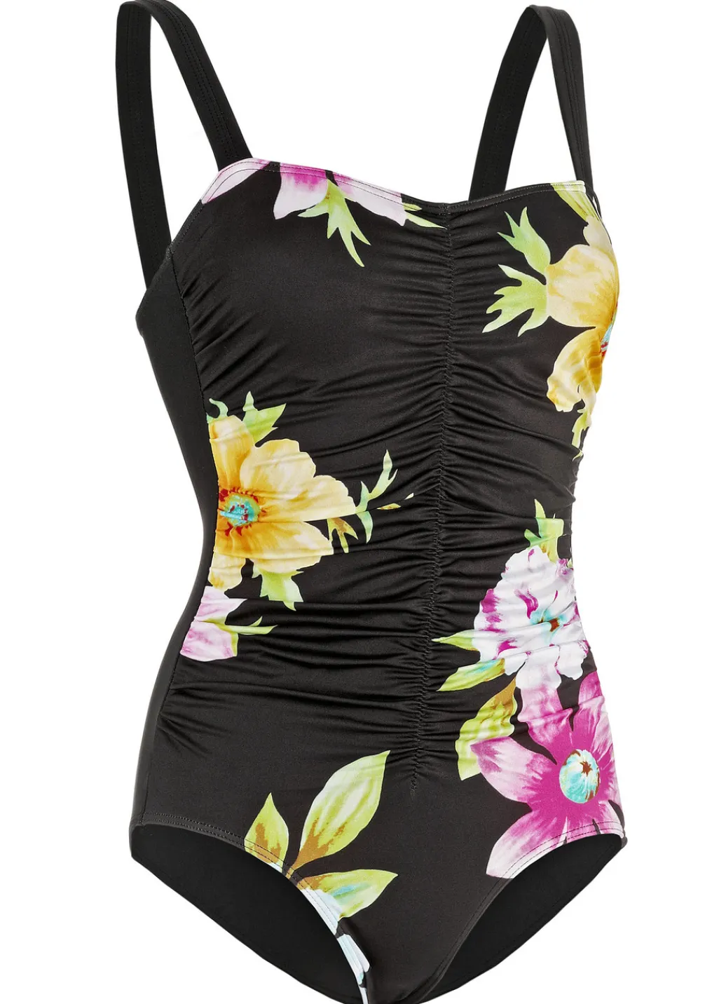 SCHWAB Bade- & Strandmode|Bade- & Strandmode>Badeanzug mit Softschalen und Raffungen SCHWARZ-BUNT