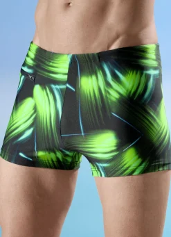 SCHWAB Bade- & Strandmode|Bademode>Badehose in höherer Kastenform SCHWARZ-GRÜN