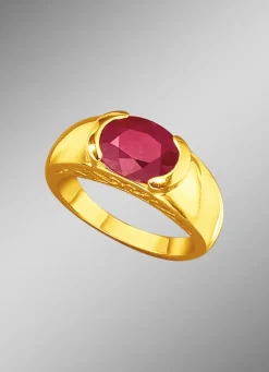 Damen-Edelsteinschmuck>Schwerer Partnerring mit echtem Rubin