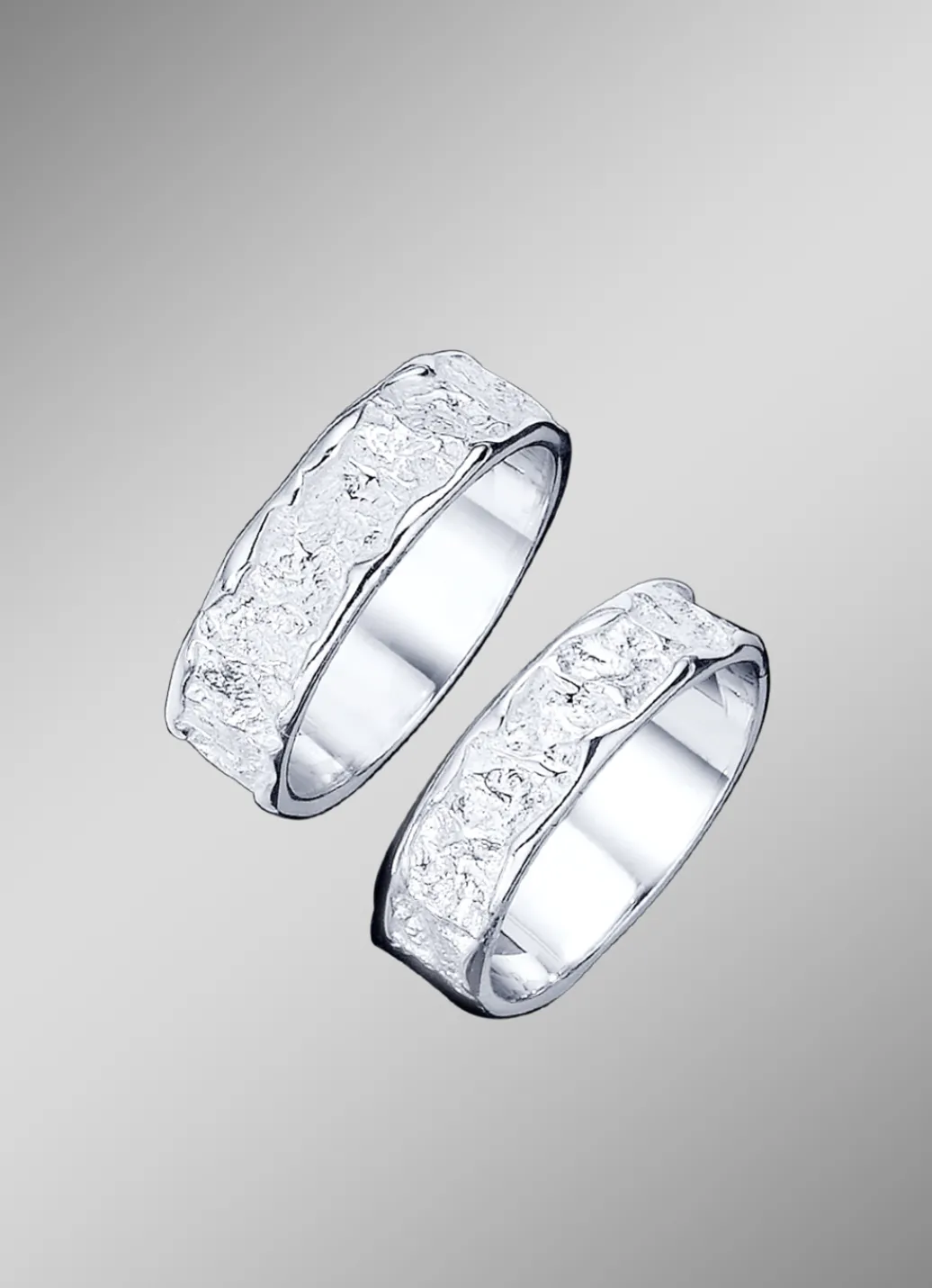 Herren-Silberschmuck|Damen-Silberschmuck>Schwerer Partnerring mit markanter Struktur