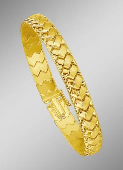 Damen-Goldschmuck>Schweres Armband in Geflecht-Optik mit Kastenschloss