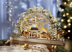 Weihnachtliche Dekorationen>Schwibbogen mit LED-Beleuchtung NATUR-GRÜN