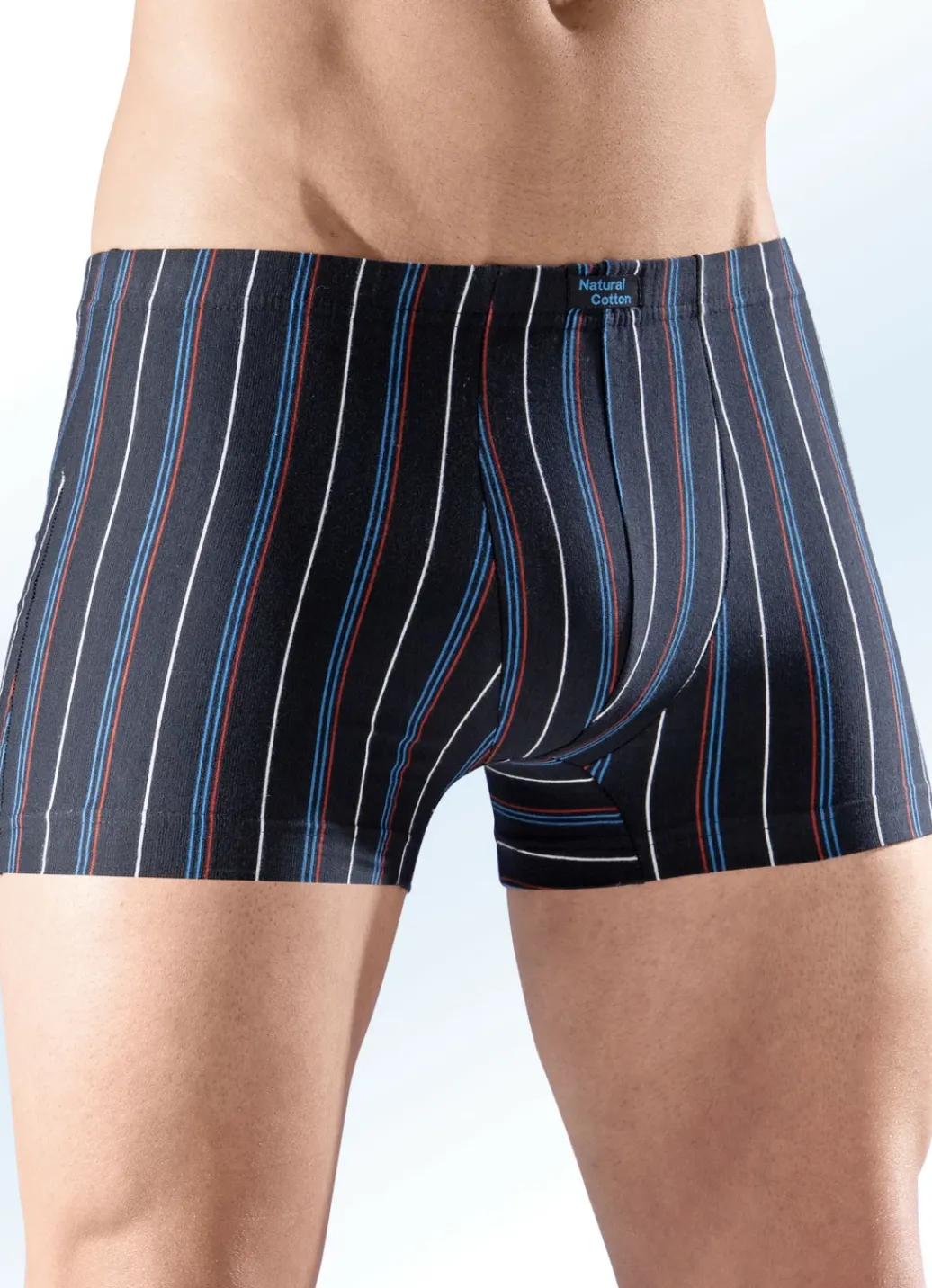 Wäsche|Herrenwäsche>Sechserpack Pants mit Streifendessin 1X SCHWARZ-,1X BORDEAUX-, 1X INDIGO-BUNT, 3X UNI SCHWARZ