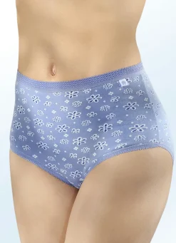 MONAMI Damenwäsche|Wäsche>Sechserpack Slips mit elastischen Abschlüssen 3X JEANSBLAU-WEISS-MARINE, 3X JEANSBLAU