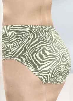 Wäsche|Damenwäsche>Sechserpack Slips mit Gummizug im Bund 2X LINDGRÜN-KHAKI BEDRUCKT, 2X LINDGRÜN, 2X KHAKI