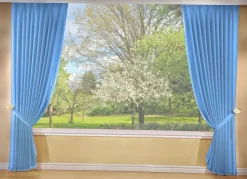 Heimtextilien>Seitenschal-Garnitur mit Satin-Einfassband und Universalschienenband