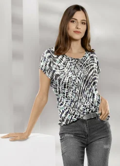 KLAUS MODELLE MADE IN GERMANY Shirts>Shirt in Premium Qualität ECRU-SCHWARZ-GRÜN