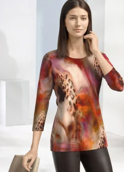 Laura Kent Shirts>Shirt mit Allover-Druck BORDEAUX-BRAUN