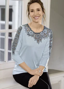 Shirts>Shirt mit aufwendig bestücktem Tüll in 3 Farben