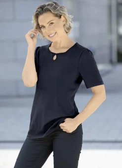 Shirts>Shirt mit dekorativem Halsausschnitt in 3 Farben