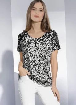 KLAUS MODELLE MADE IN GERMANY Shirts>Shirt mit dekorativer Struktur SCHWARZ-WEISS