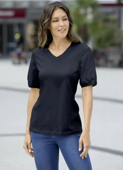 Shirts>Shirt mit eingefassten, kurzen Ärmeln in 3 Farben