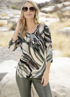 KLAUS MODELLE MADE IN GERMANY Shirts>Shirt mit farbbrillantem Allover-Druck OLIV-GRAU-SAND