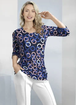 KLAUS MODELLE MADE IN GERMANY Shirts>Shirt mit 3/4-langen Ärmeln BLAU-ROSÉ-ECRU