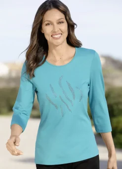 Shirts>Shirt mit 3/4-langen Ärmeln in 3 Farben