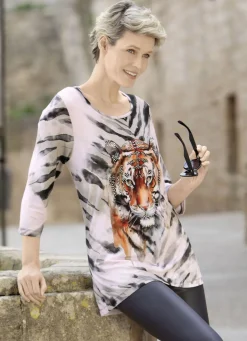 Shirts>Shirt mit platziertem Tiermotiv SCHWARZ-GRAU