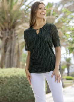 Blusen & Tuniken>Shirt-Tunika in 2-in-1-Optik OLIV-ECRU