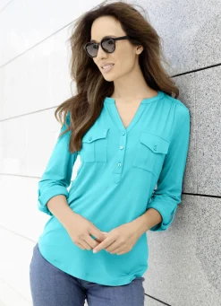 Blusen & Tuniken>Shirt-Tunika mit Stehkragen