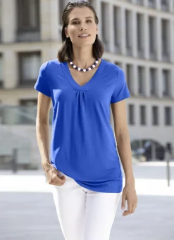 Blusen & Tuniken>Shirt-Tunika mit V-Ausschnitt