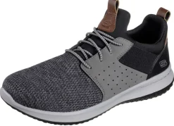 Skechers Herrenschuhe|Schuhe>, leichte Herren-Slipper, mit elastischer Zierschnürung GRAU-SCHWARZ
