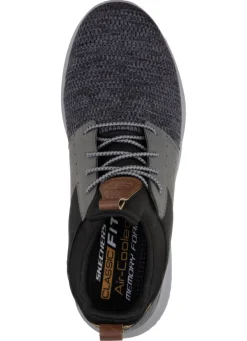 Skechers Herrenschuhe|Schuhe></noscript>, leichte Herren-Slipper, mit elastischer Zierschnürung GRAU-SCHWARZ