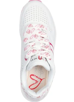 Skechers Schuhe|Damenschuhe></noscript>Schnür-Sneaker mit niedlichen Herzchen bedruckt WEISS-PINK