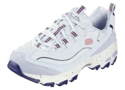 Skechers Schuhe|Damenschuhe>Schnür-Sneaker mit Veloursleder-Besätzen BLAU-PINK