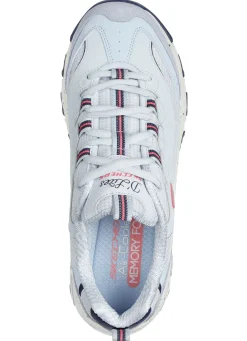 Skechers Schuhe|Damenschuhe></noscript>Schnür-Sneaker mit Veloursleder-Besätzen BLAU-PINK