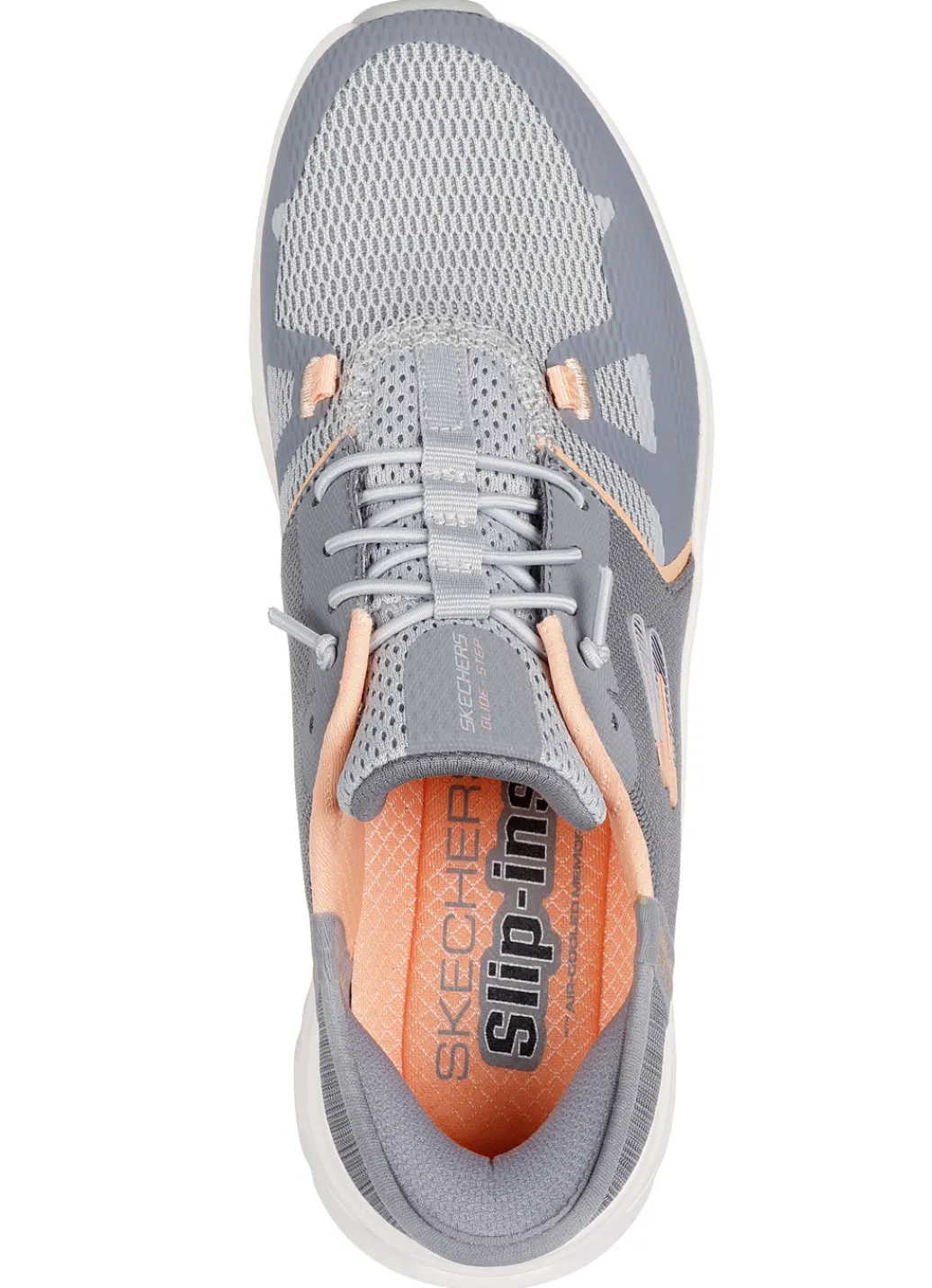 Skechers Schuhe|Damenschuhe>Sneaker mit geformter Slip-Ins Fersenplatte GRAU-ORANGE