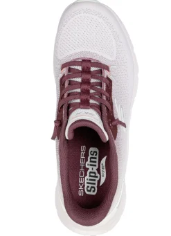 Skechers Damenschuhe|Schuhe></noscript>, trendige Damen-Sneaker, mit geformter Slip-Ins Fersenplatte WEISS-BORDEAUX