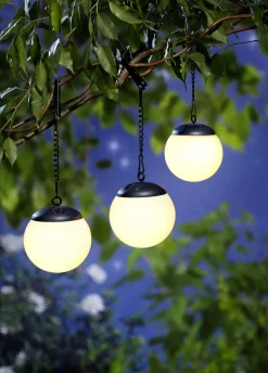 Gartenbeleuchtung>Solar-Kugelleuchten, 3er-Set SCHWARZ