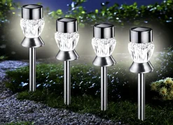 Gartenbeleuchtung>Solarleuchte, 4er-Set CHROM