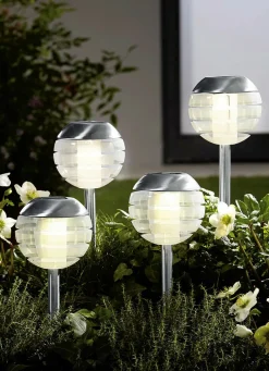 Gartenbeleuchtung>Solarleuchte mit Softone-LED, 4er-Set EDELSTAHL