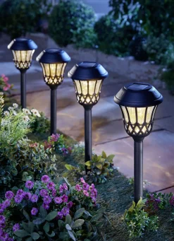 Gartenbeleuchtung>Solarleuchten im 4er-Set SCHWARZ