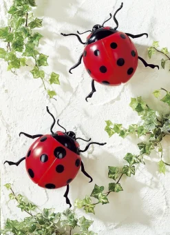 Gartendekoration|Gartenbeleuchtung>Solar-Marienkäfer, 2er-Set ROT