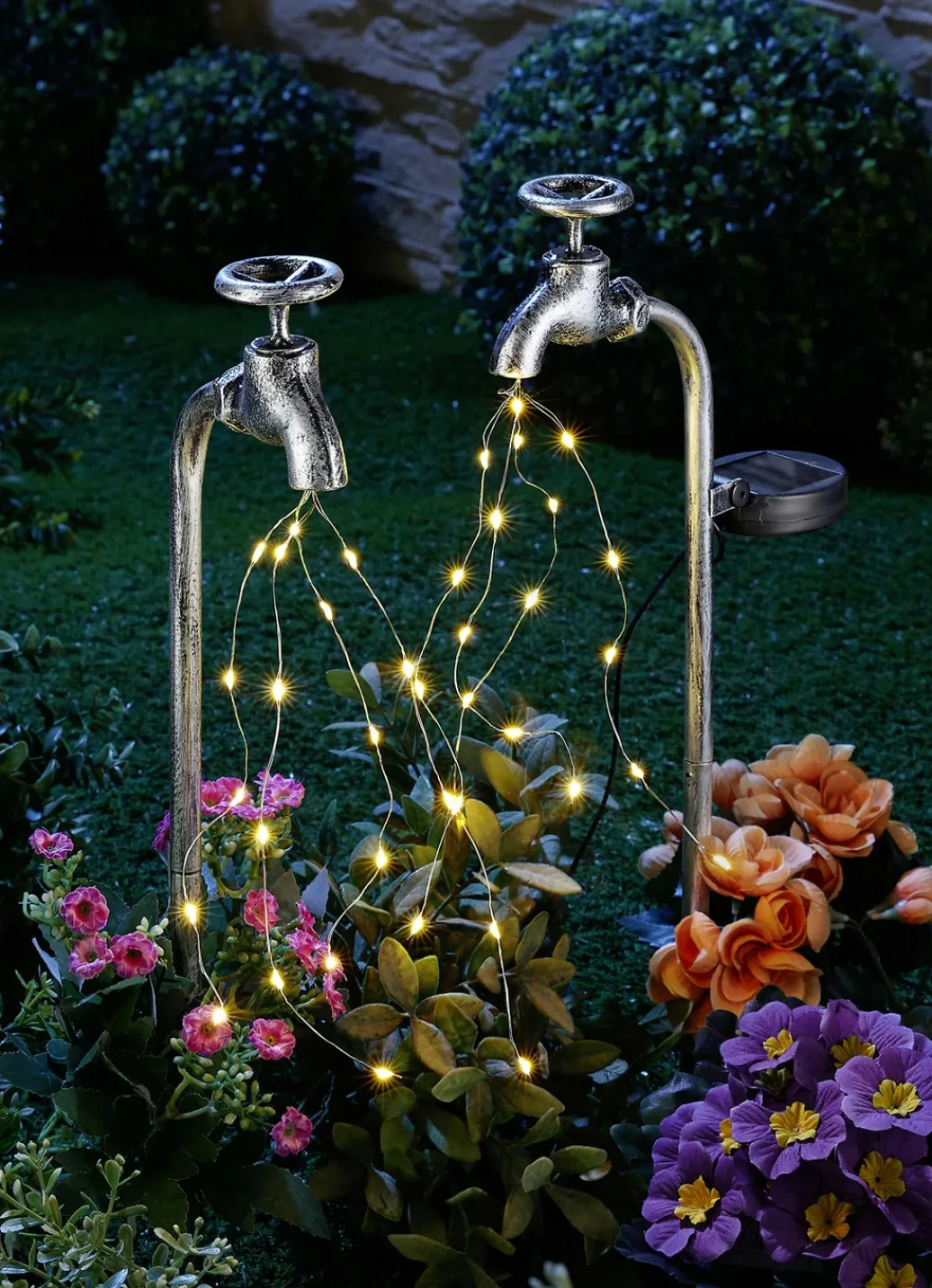 Gartenbeleuchtung>Solar-Wasserhahn, 2er-Set, aus solidem Eisen GRÜN