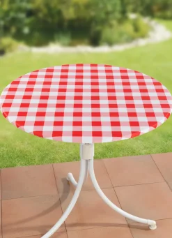 Gartentischdecken|Heimtextilien>Spann-Tischdecke mit rustikalem Karo-Dessin ROT-WEISS