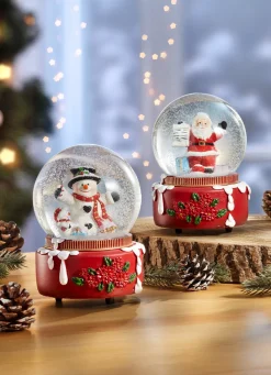 Weihnachtliche Dekorationen|Weihnachtliche Geschenkideen>Spieluhr als Schneekugel, 2er-Set ROT-WEISS
