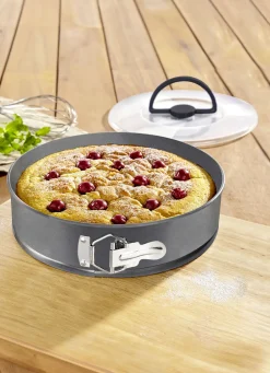 Backen>Springform mit Transportdeckel GRAU