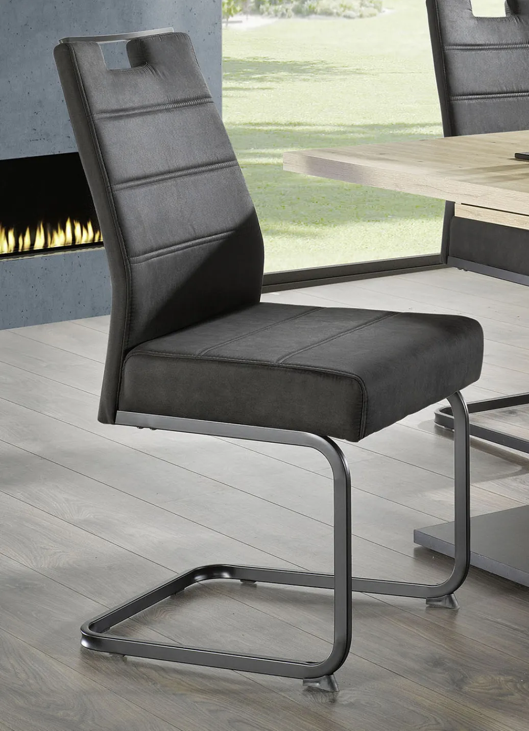 Möbel>Stühle, 4er-Set, mit Microfaser-Bezug in Vintage-Optik