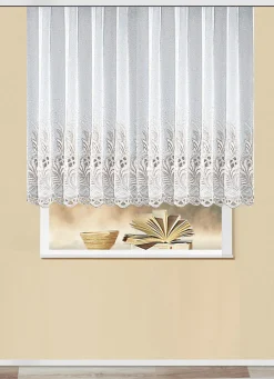 PLAUENER SPITZE Heimtextilien>Stickerei-Store in gerader Form mit Plauener Stickerei WEISS