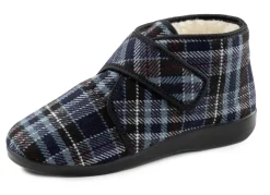 Herrenschuhe|Schuhe>Stiefelette aus kariertem Textilmaterial