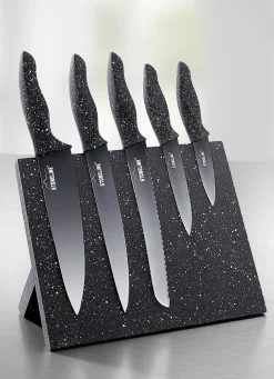STONELINE Messer & Schneidgeräte>® Messerblock, 6-teilig, mit Magnetfeld SCHWARZ