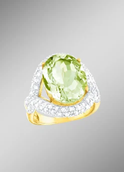 Damen-Edelsteinschmuck|Damen-Silberschmuck>Strahlend schöner Damenring mit echt Amethyst und echt Weißtopas