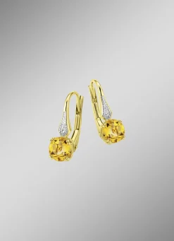 Damen-Edelsteinschmuck>Strahlende Ohrringe mit echtem Weißtopas und echtem Citrin
