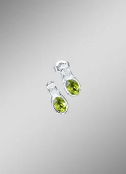 Damen-Edelsteinschmuck>Strahlende Ohrstecker mit echt Peridot und synth. Zirkonia