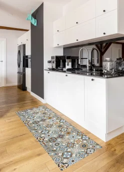 Heimtextilien>Strapazierfähiger Küchenläufer und -teppich im Fliesen-Design