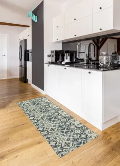 Heimtextilien></noscript>Strapazierfähiger Küchenläufer und -teppich im Fliesen-Design